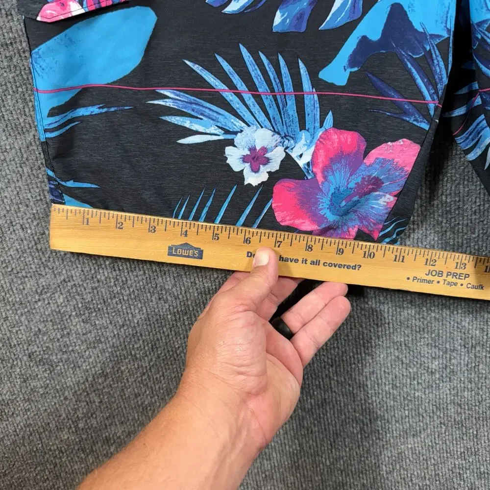 Ocean Current Swim Shorts Men's 32 Black/Blue Floral Allover Beachwear Casual